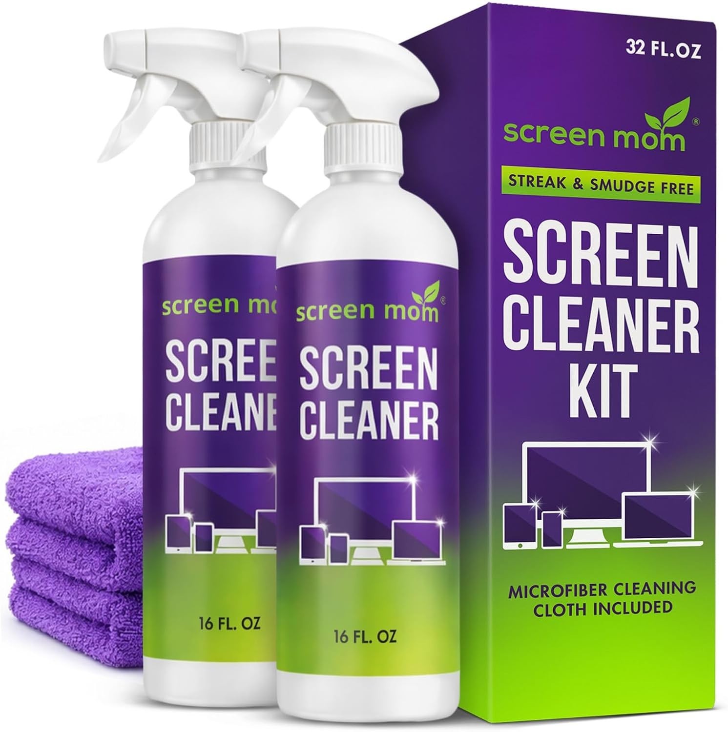 Screen Cleaner Spray 2 Pack-16oz for TV, Car, Laptop & Computer | Streak-Free Fo