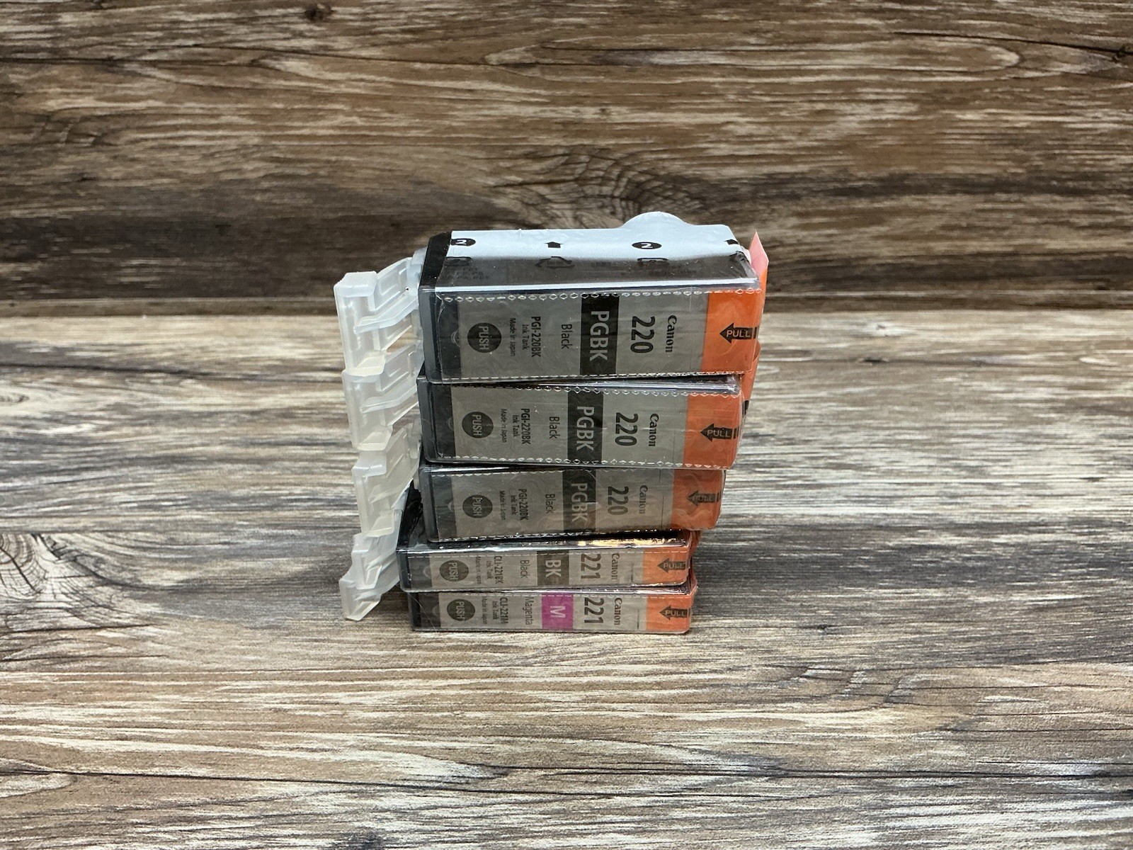 5 New Genuine Canon 220 Black 221 Color Ink Cartridges