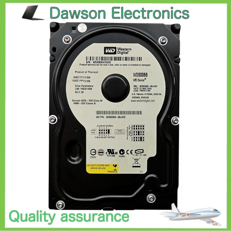 Western Digital 80GB WD800BB 7200RPM PATA IDE 3.5" Internal HDD Hard Disk Drive