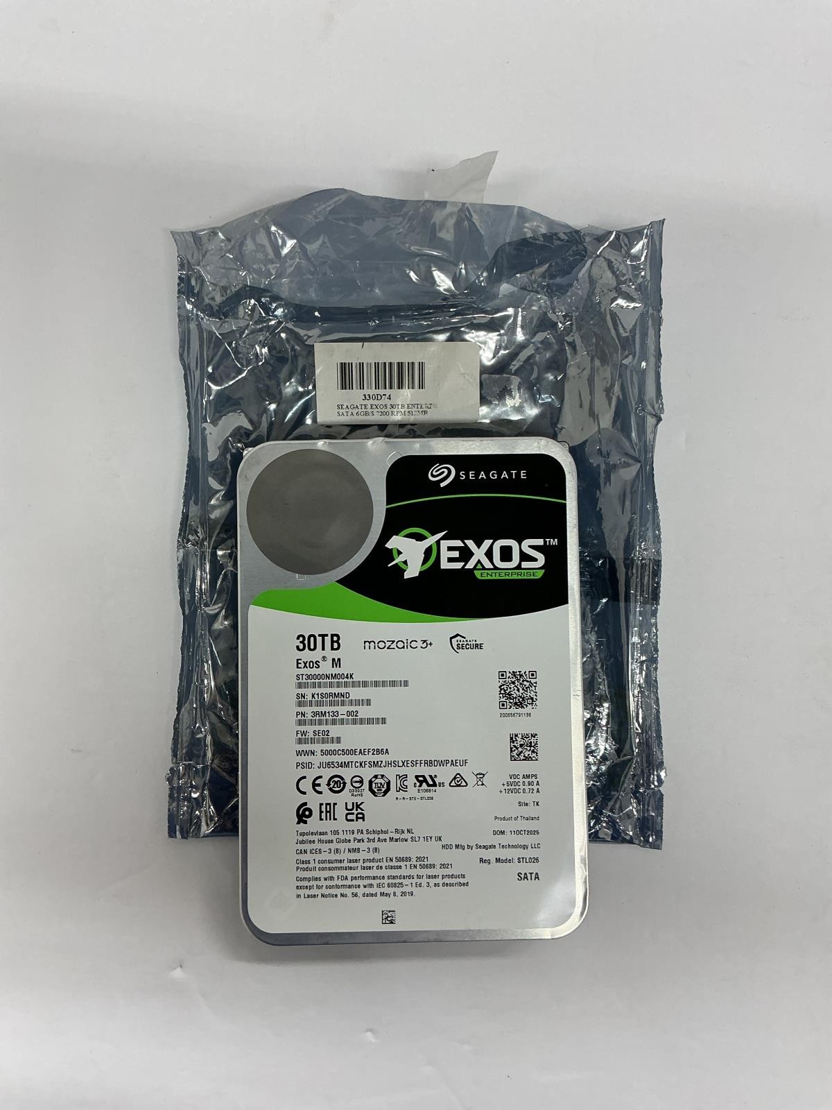 Seagate Exos 30TB Enterprise Hard Drive SATA 6GB/S 7200RPM 7212330T7050000000RS