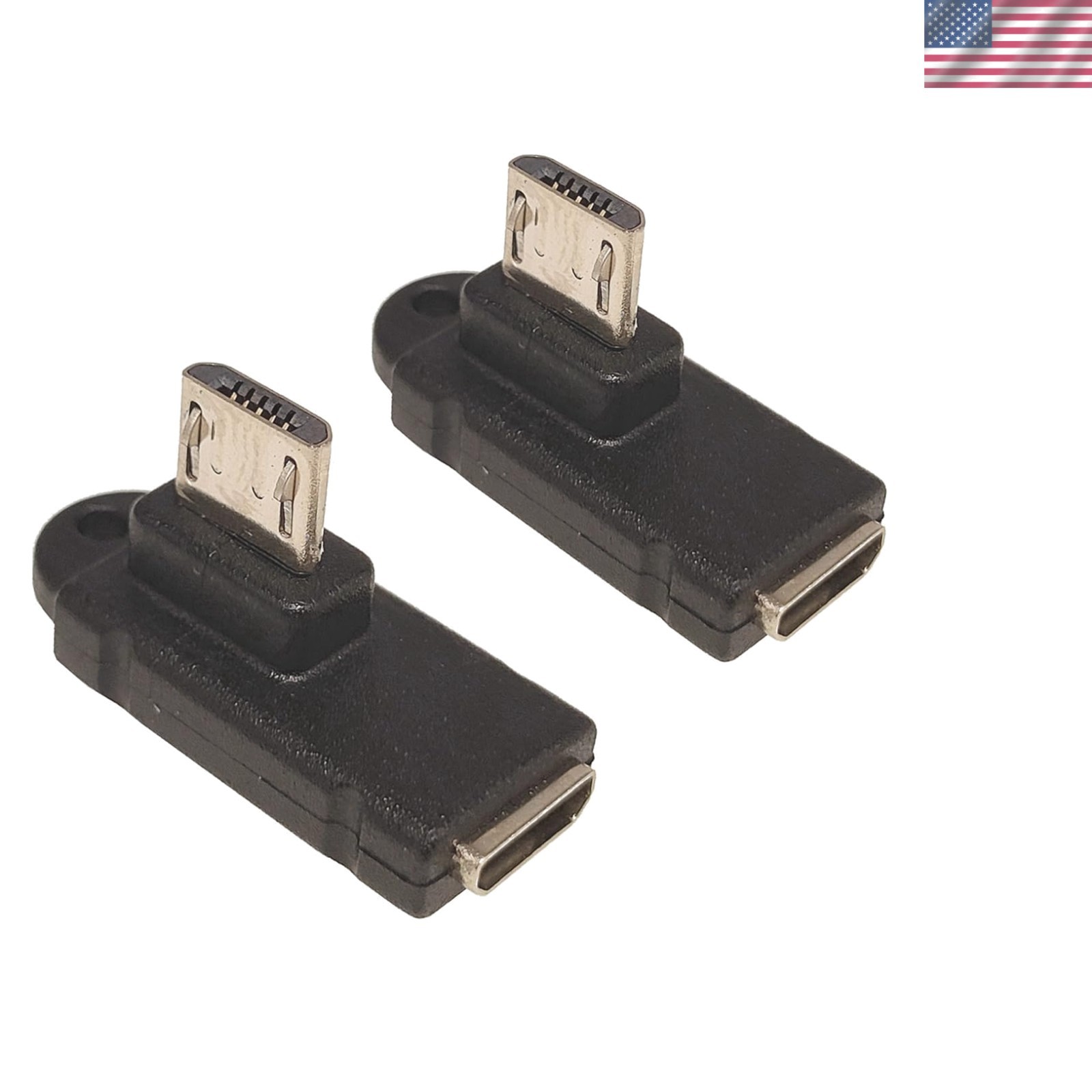 Micro USB 2.0 5Pin M to F Angled Adapter - 90° Right/Left Extension Connector