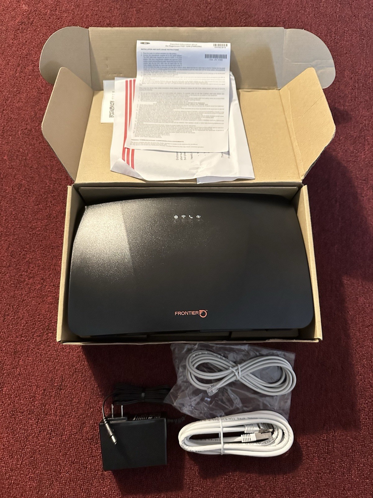 Frontier Sagemcom Fast 5290 FWR226E Fiber Wireless Router Ethernet 2 LAN Black