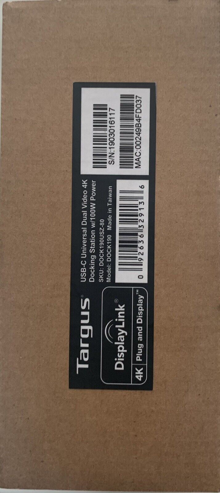 OPEN BOX Targus DOCK190USZ USB-C 100 W Docking Station - Black New Never Used