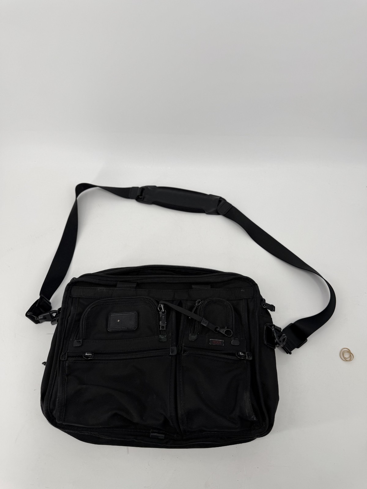 TUMI Alpha Black Ballistic Nylon Expandable Laptop Briefcase Messenger Shoulder