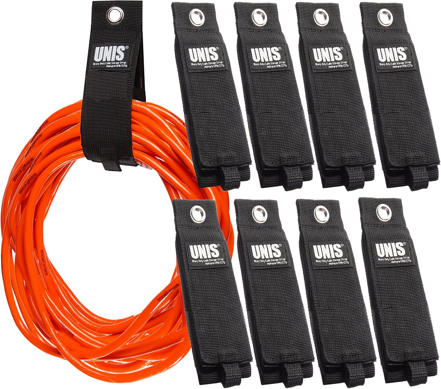 8 Pack Heavy Duty Large 13-inch Extension Cord Storage Extendable Cable Ties Str