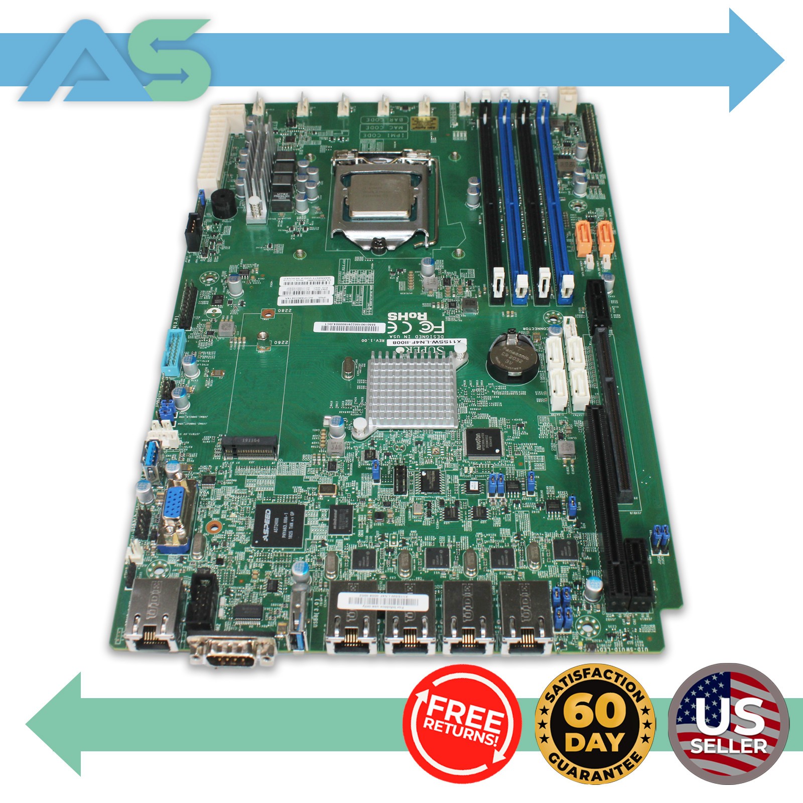 Supermicro X11SSW-LN4F-II008 Server Motherboard with Intel Core i3-6100TE CPU