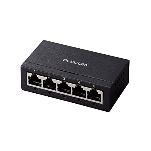 ELECOM EHC-G05MA-B 5-Port Gigabit Switch Hub Metal Case Black AC Adapter New