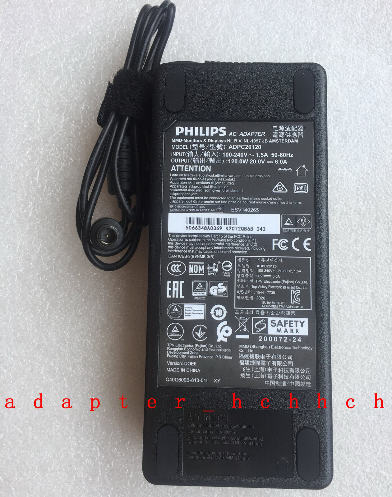 New Original Philips 343E2E UltraWide LCD monitor ADPC20120 20V 6A AC/DC Adapter