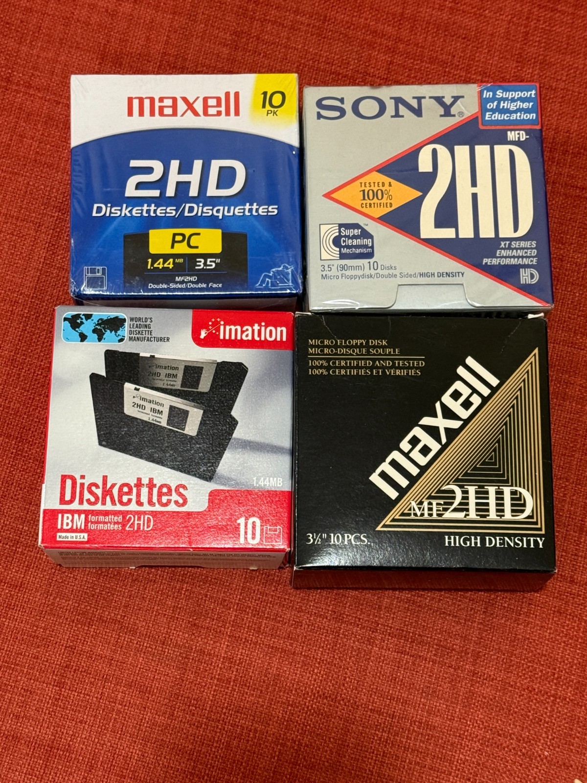 1.44 MB 3.5" 2HD floppy disks diskettes lot of 4 pack (10 ea) IBM formatted