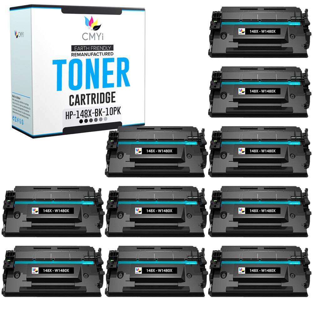 10-Pack CMYi Replacement 148X Combo Pack Cartridges for HP LaserJet Pro 4102fdw