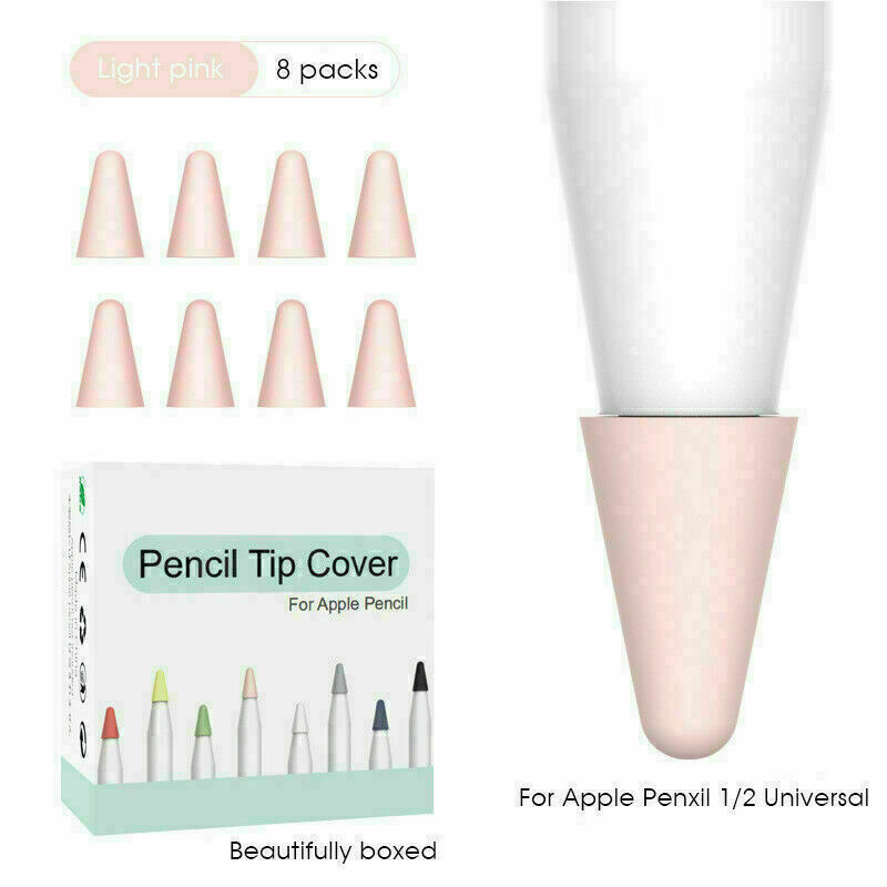 8PCS Silicone Touch Pen Nib Case Tip Protective Cover For Apple Pencil 1st 2nd