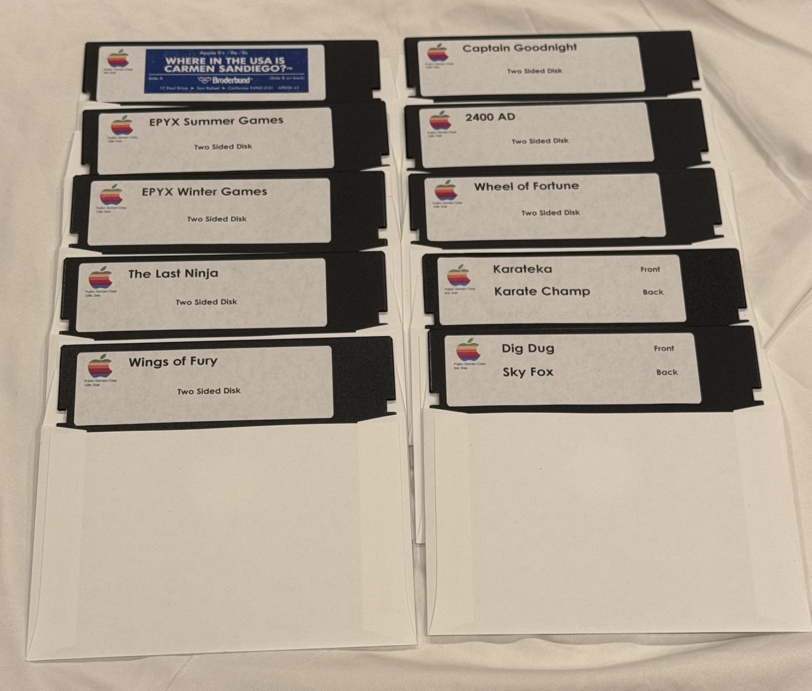 Apple IIe IIc IIgs w/ 128k 10 Disk Game Pack 2 with 12 Games on NEW DISKS Tested