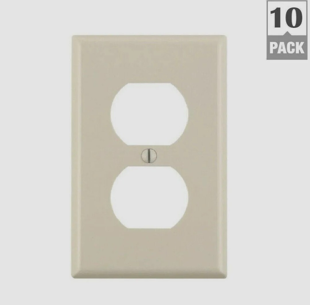 LEVITON Almond Plastic DUPLEX OUTLET WALL PLATE 2 Opening 10 PACK 78003-TMP