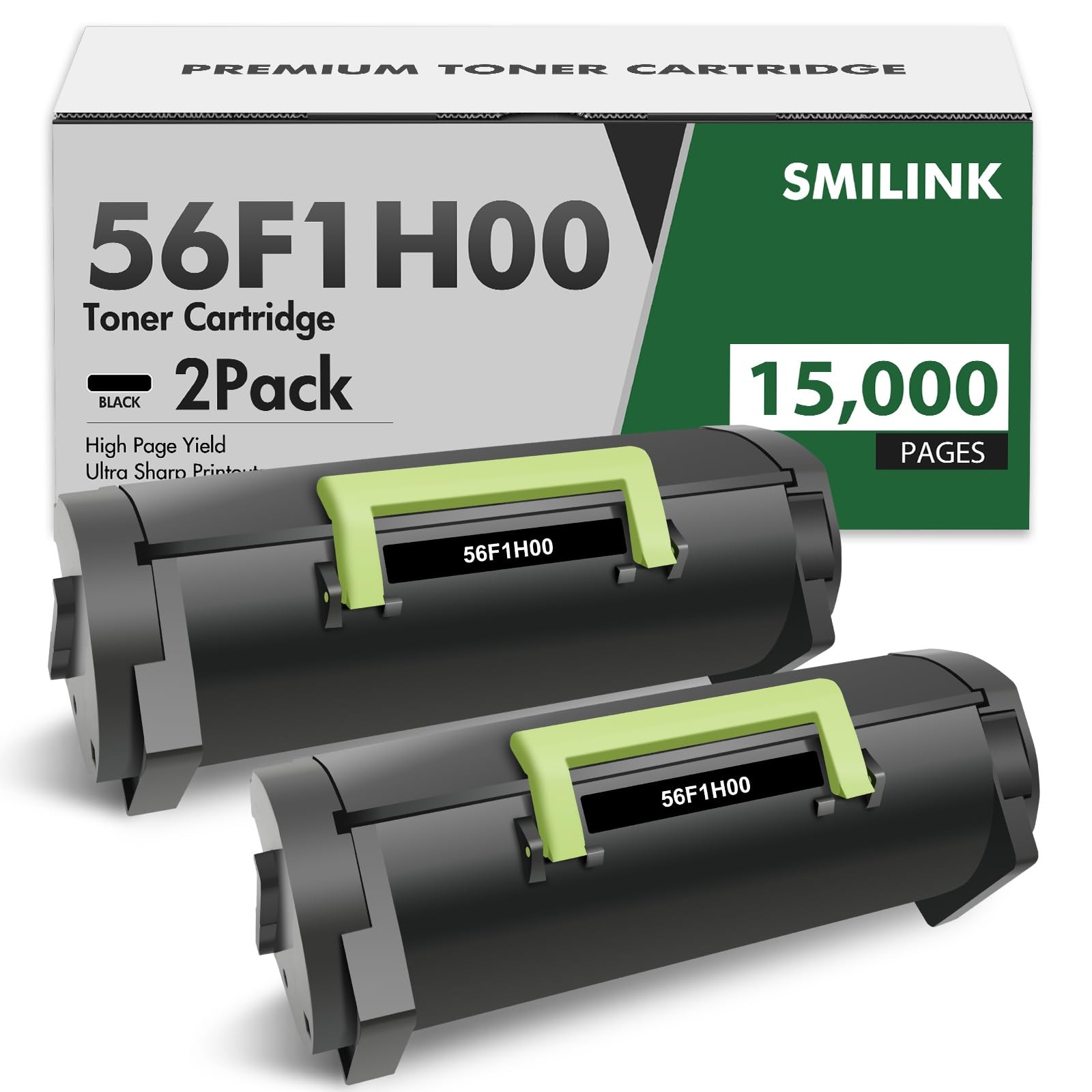 ** NEW Lexmark Toner | 56F1H00 | Black w/ Chip | High Yield | Compatible | 2-Pak