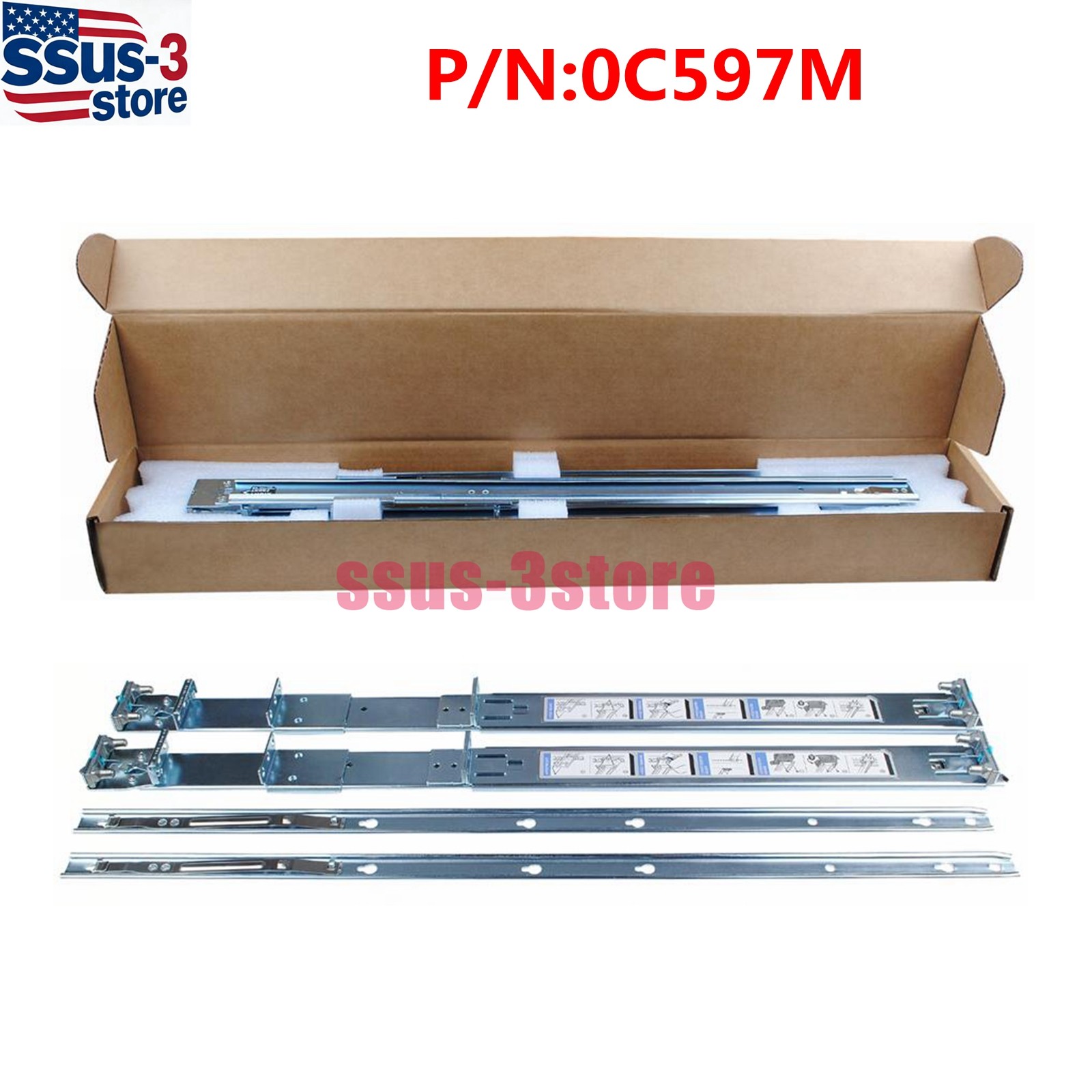 OEM 1U 2/4Post Static ReadyRail Kit C597M For Dell PowerEdge R210 R410 R310 R420