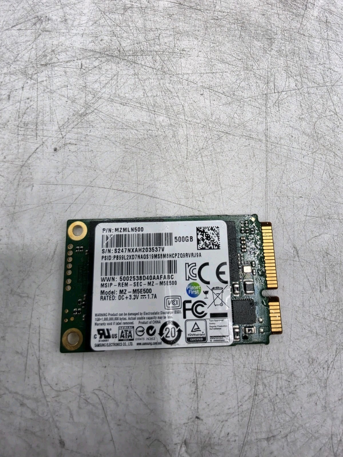 SAMSUNG 850 EVO 500GB 6Gb/s SATA III MZMLN500 mSATA SSD 97-98% Health