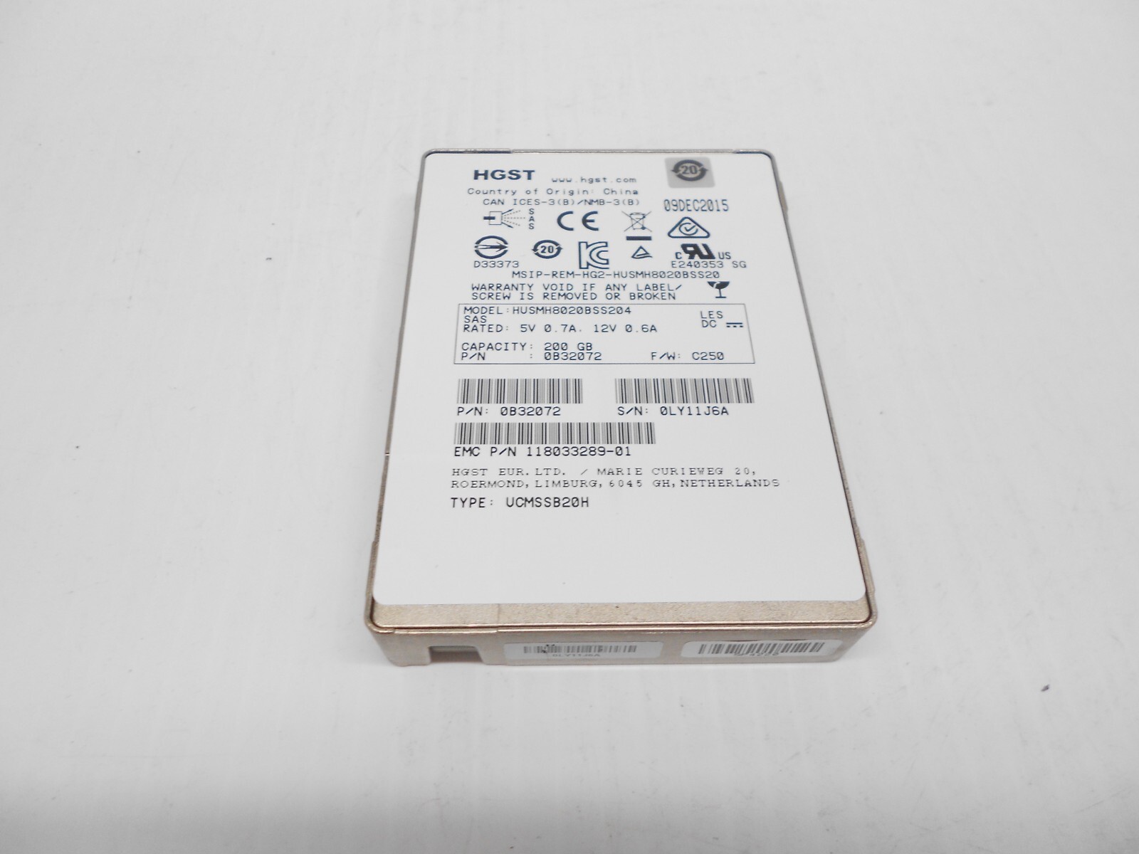 HGST HUSMM8020ASS201 200GB SSD SAS 12G 12Gbps 2.5" Server Hard Drive Dell HP