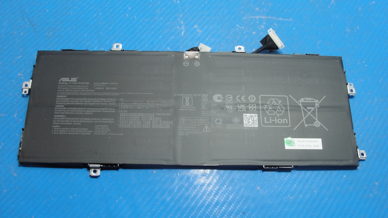 Asus Chromebook 17.3” CXB170CKA-BCL54N6 Battery 7.74V 67Wh 8440mAh C22N2023