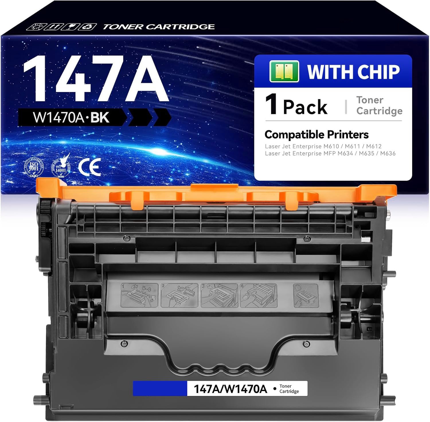 1PK W1470A 147A Toner Cartridge w/ NEW CHIP for HP LaserJet M612dn M611x M610n र