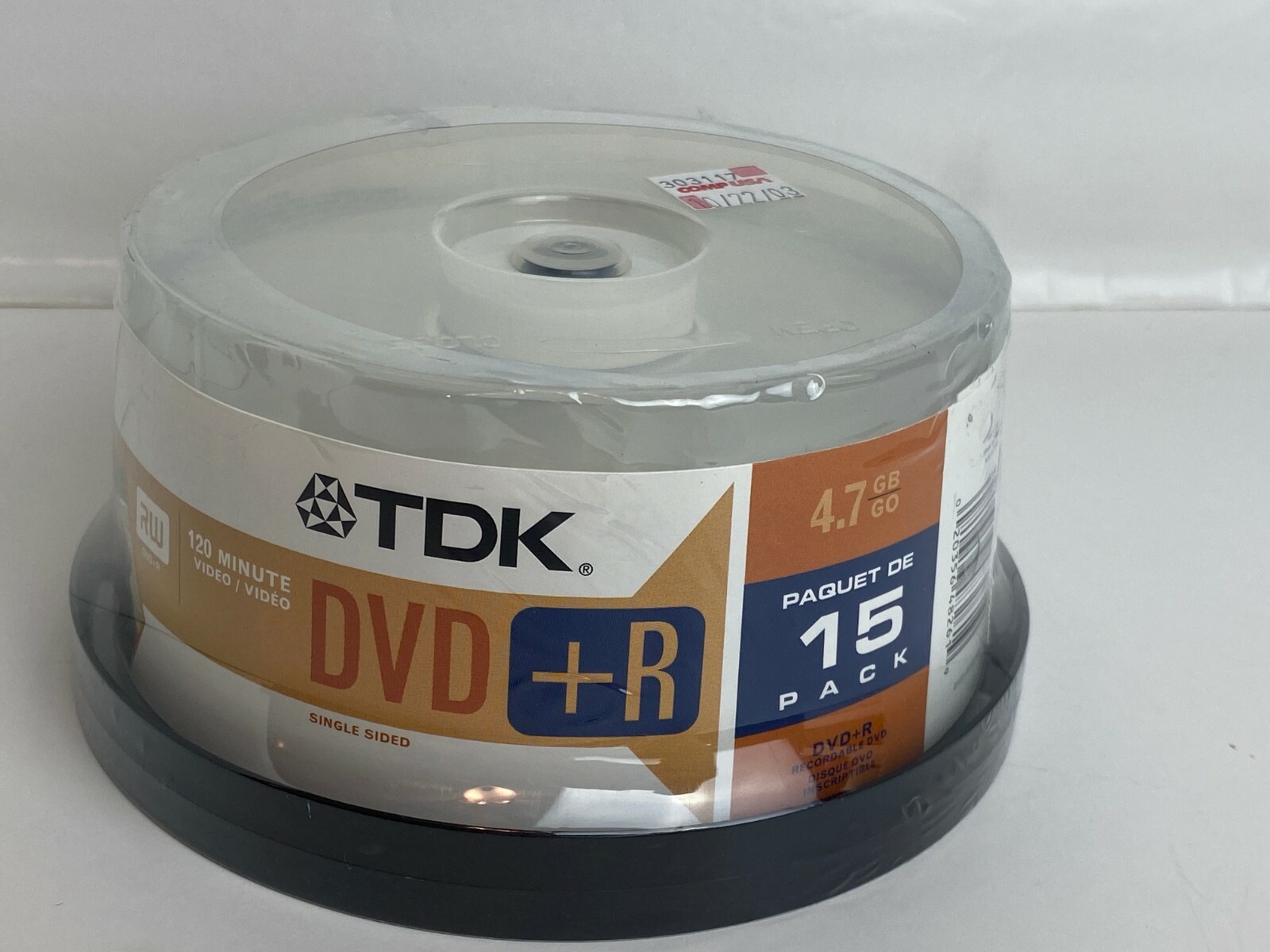 DVD+R 4X 15 Pack Recordable Single-Side TDK NEW SEALED 4.7GB