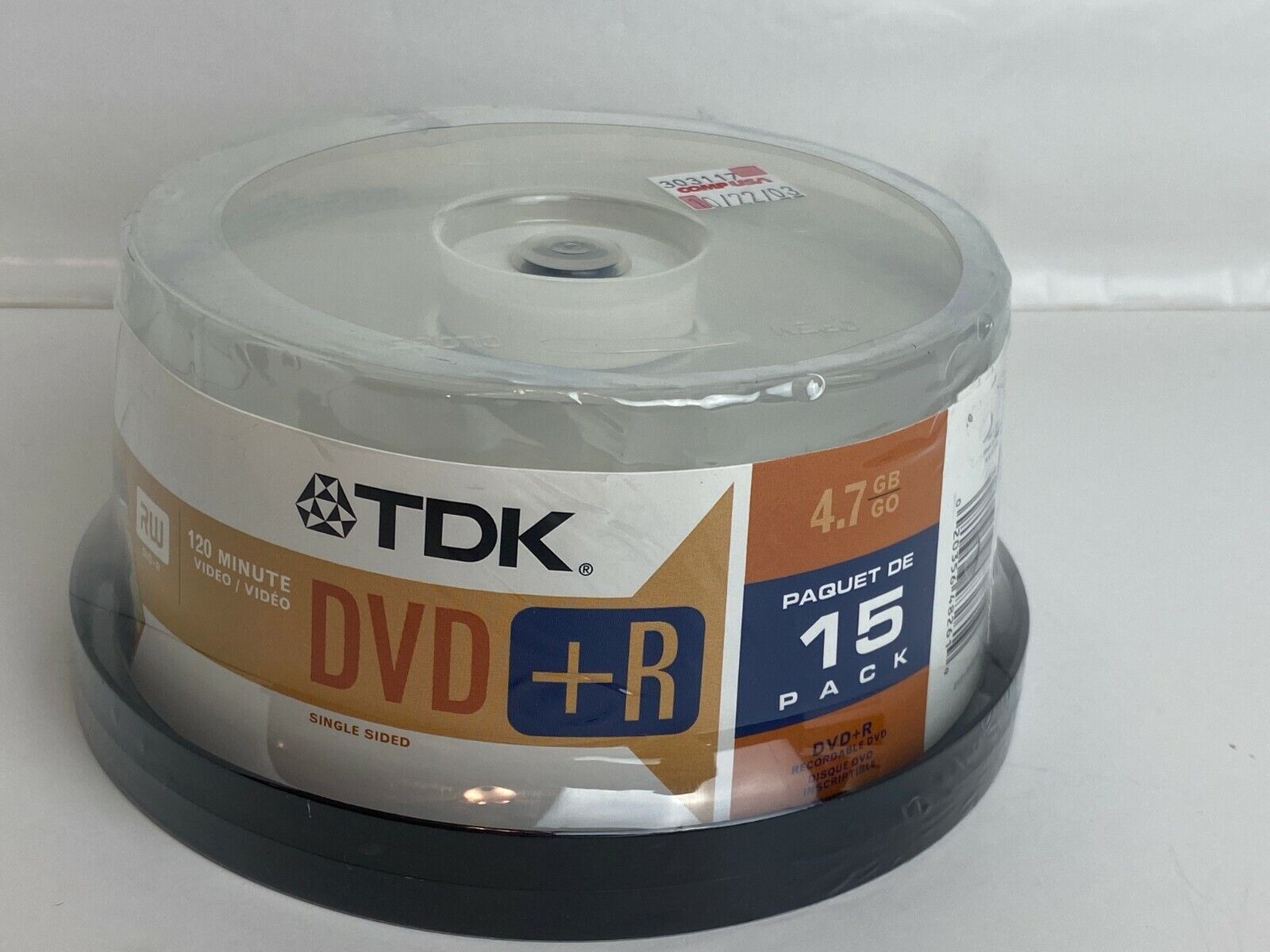 TDK DVD+R 4X 120 Minute 4.7 GB 15 Pack Recordable Single-Side Fast 