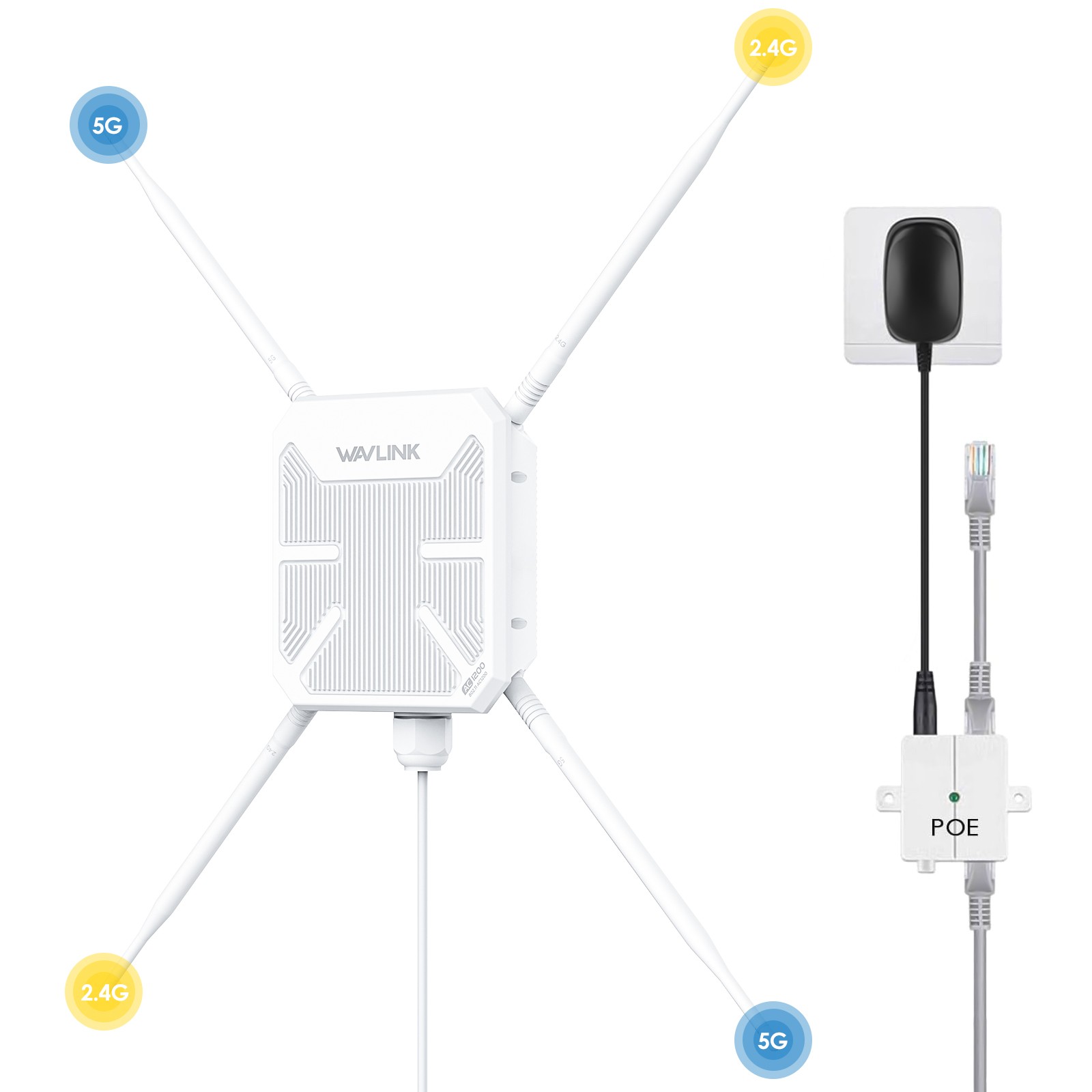 WAVLINK AC1200 Dual Band Outdoor WiFi Extender Access Point PoE Waterproof Mesh