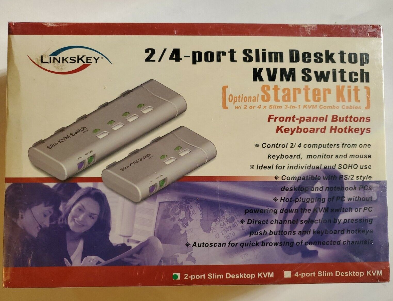 NEW Linkskey LKV-S02SK Slim Desktop KVM Switch VGA *2-PORT* PC (LEGACY DEVICE)