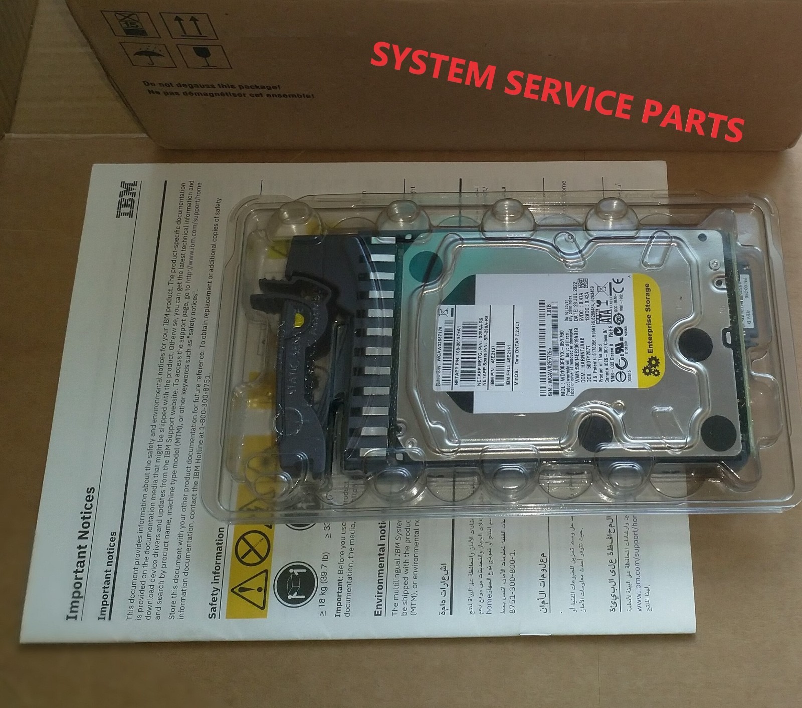GENUINE IBM NetApp 1TB FC 3.5 HARD DISK 45E2141 SP-298A-R5 45E2137 108-00197+A1