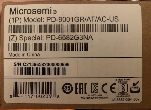 Microsemi PD-9001GR/AT/AC - US. PoE Adapter/Midspan/Injector