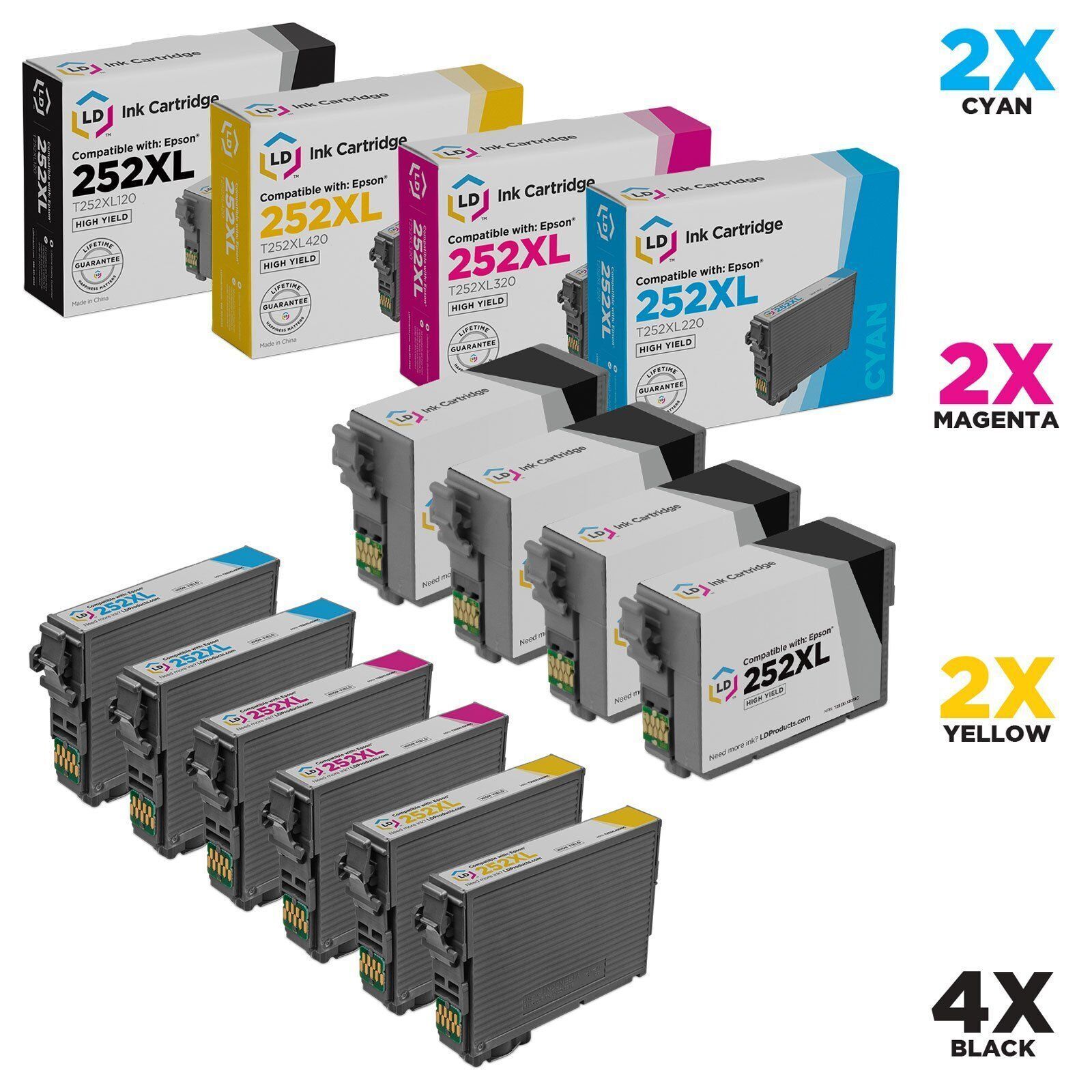 LD Products Replacements for Epson 252XL Ink Cartridges HY 10-Pack Color Set