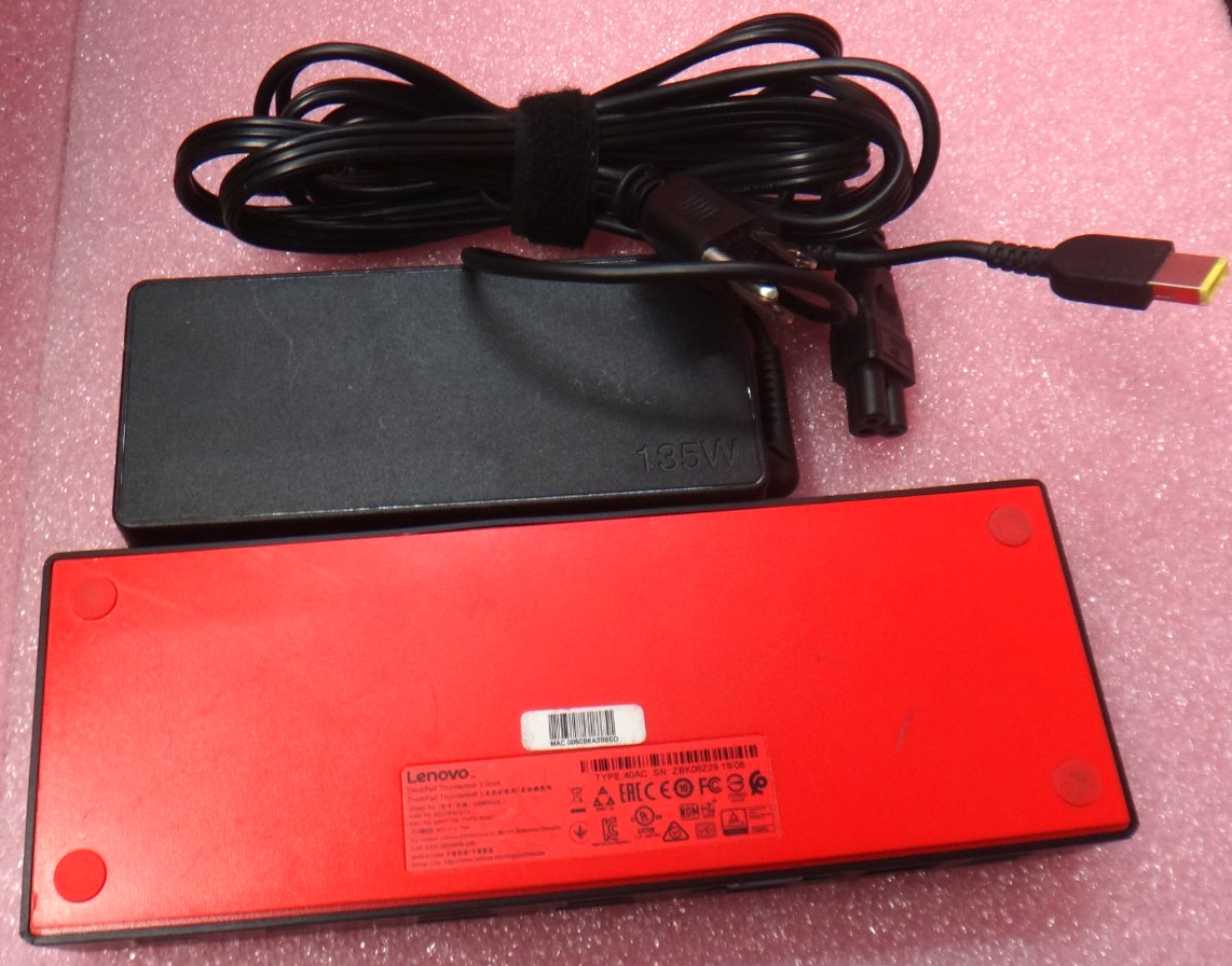 Genuine Lenovo ThinkPad Thunderbolt 3 Dock Workstation Dock 135W W/ AC Adapter