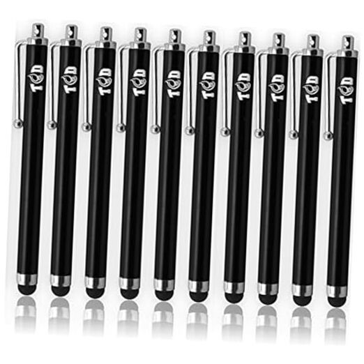 TCD 10-Pack Stylus Pen Set – Universal Capacitive Pen for Pack of 10 Black