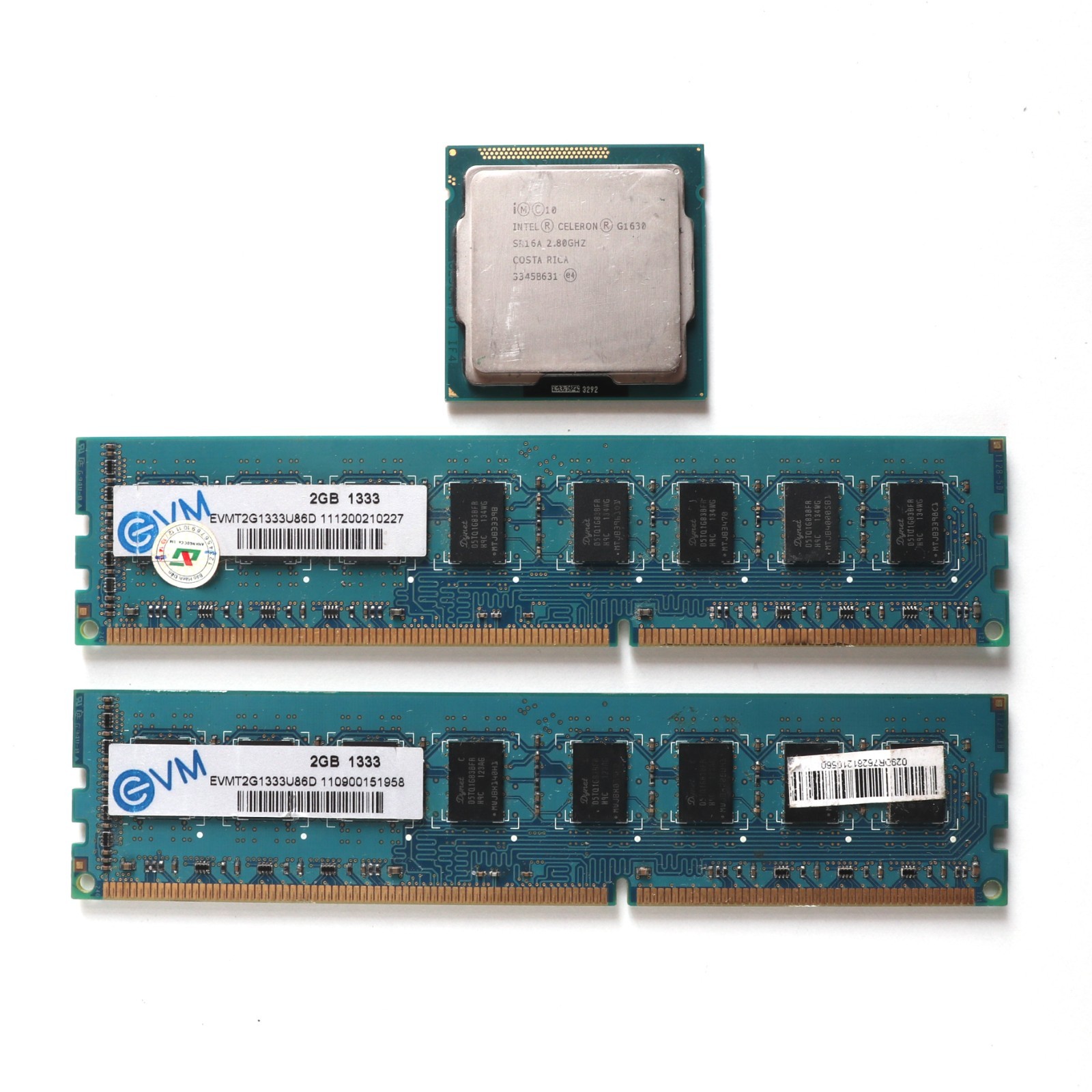 4GB (2X2GB) DDR3 GVM (Dynet Chip) + CPU Intel Celeron G1630 Bundle - UNTESTED