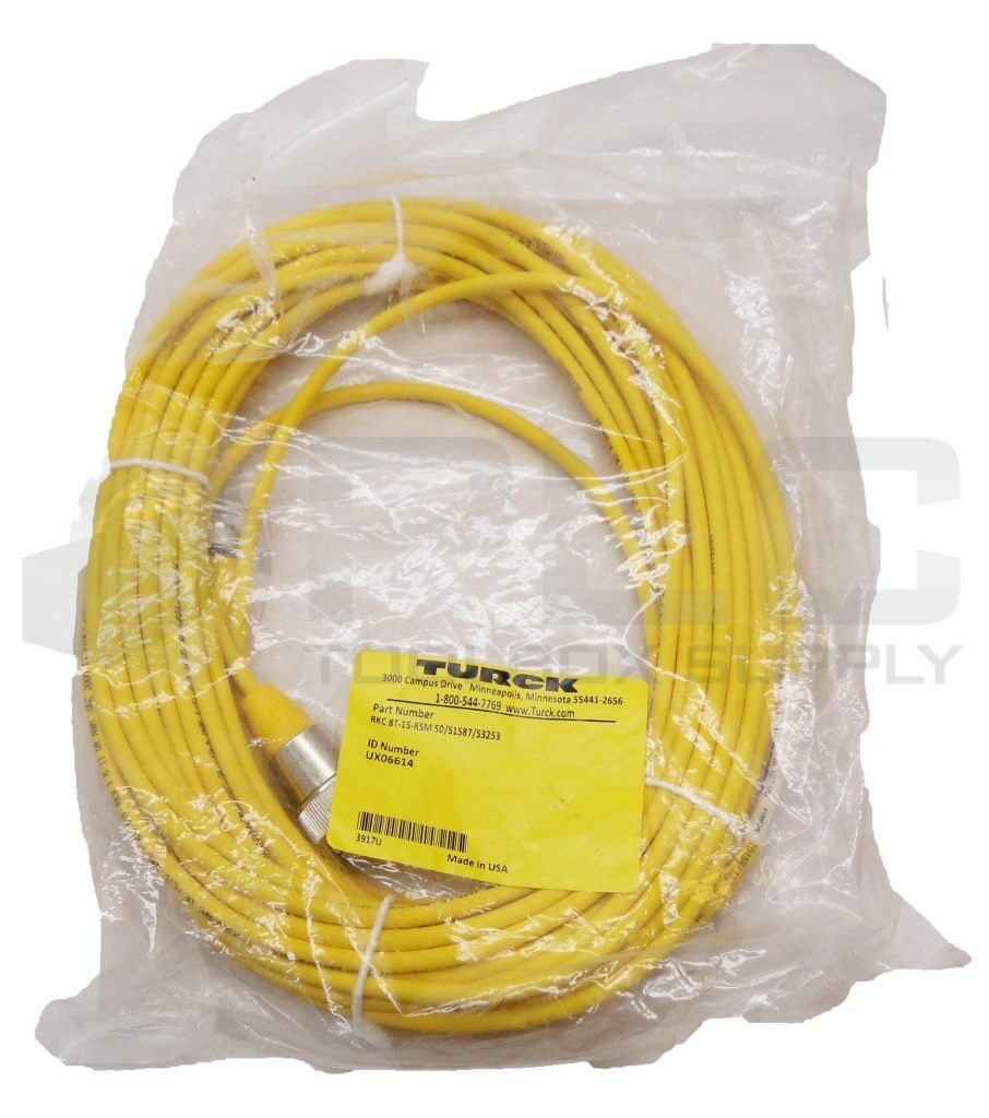 SEALED NEW TURCK RKC 8T-15-RSM 50/S1587/S3253 DOUBLE ENDED CORDSET 15M UX06614