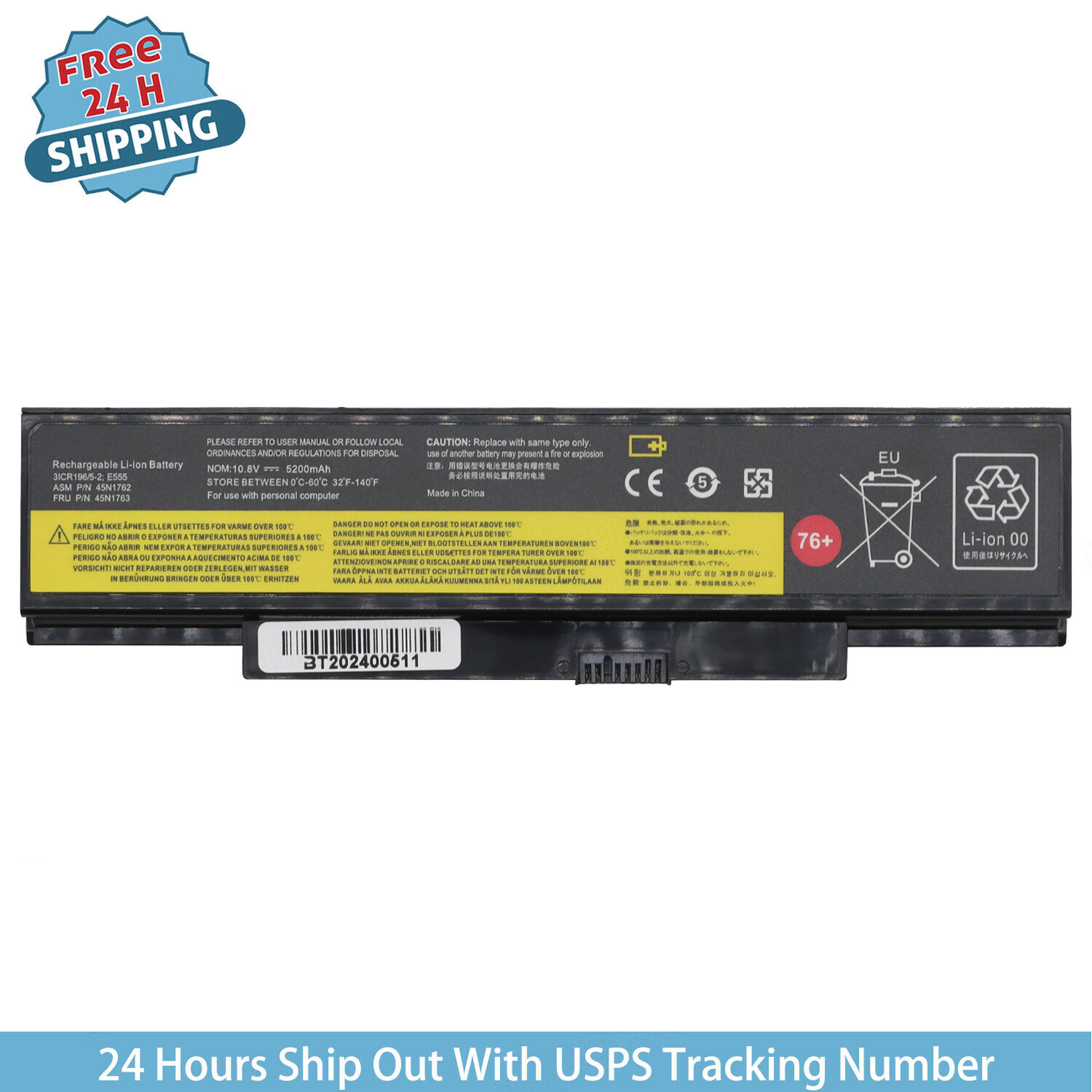 E555/45N1762 76+ 48Wh Battery For Lenovo ThinkPad Edge E550 E550c E555 Series