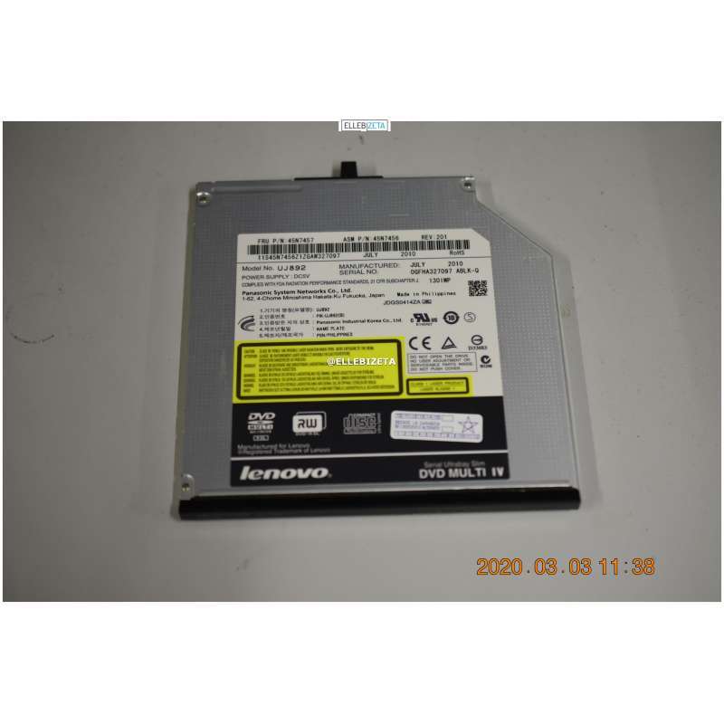 Ultabay Slim Dvd Multi Iv Panasonic Dvdrw Uj892 Lenovo P/N 45N7457 (2320/C3/6)