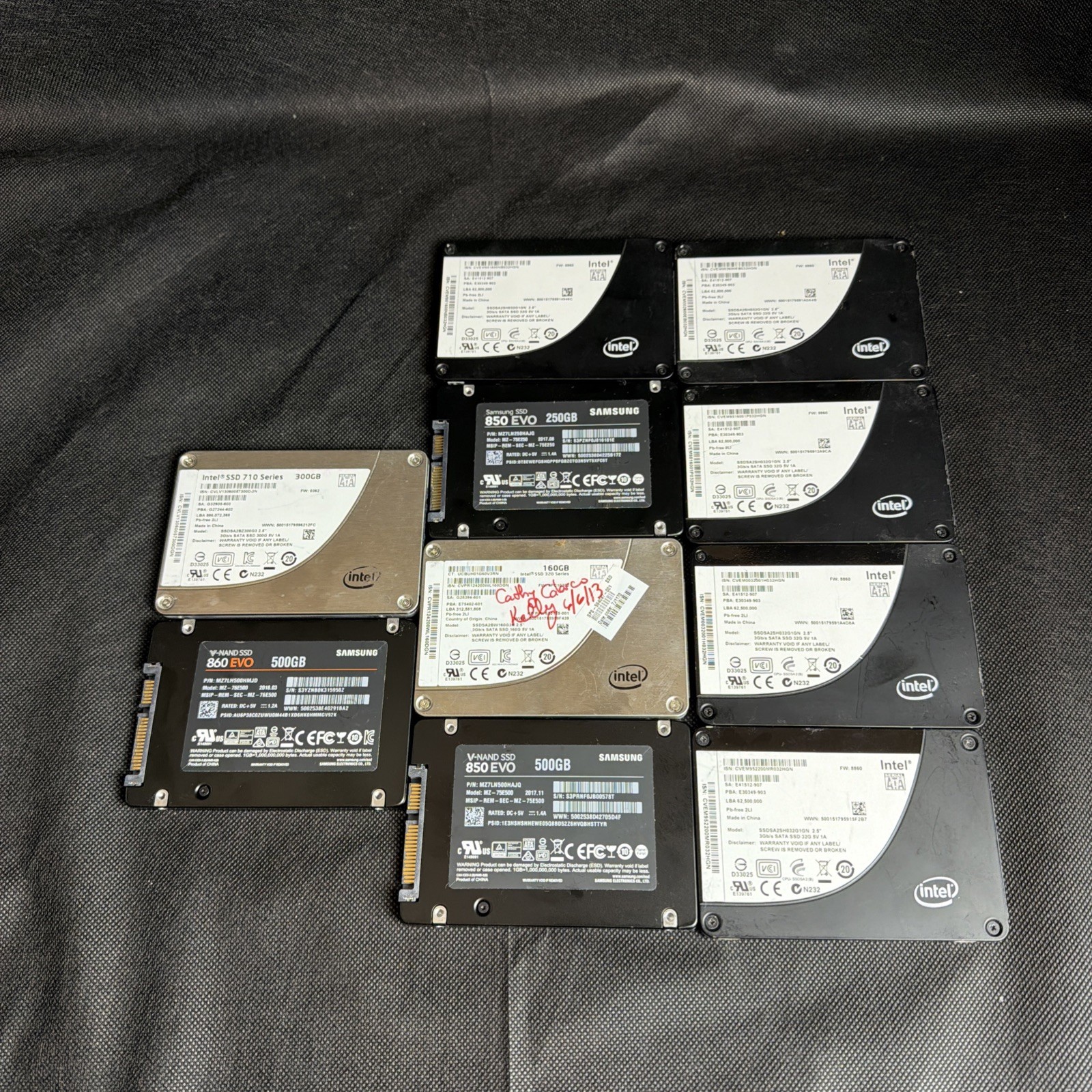 Lot of 10 Mixed Major Brand 2.5" SATA Internal Hard SSD Mixed Capacity TESTED 