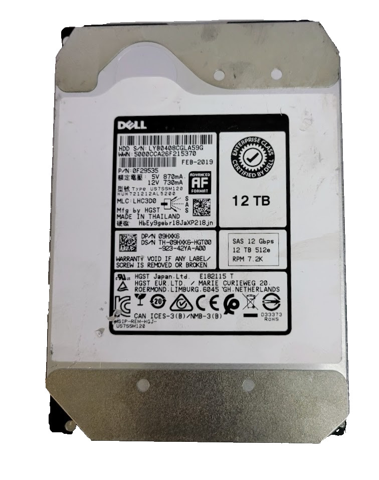SAS-Dell 0F29535 12TB SAS 3.5" HDD HUH721212AL5200