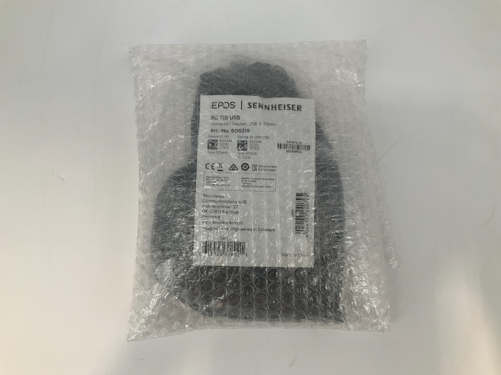 SENNHEISER EPOS SC 135 USB MONAURAL HEADSET 508316 ✅ 🇺🇸 SEALED