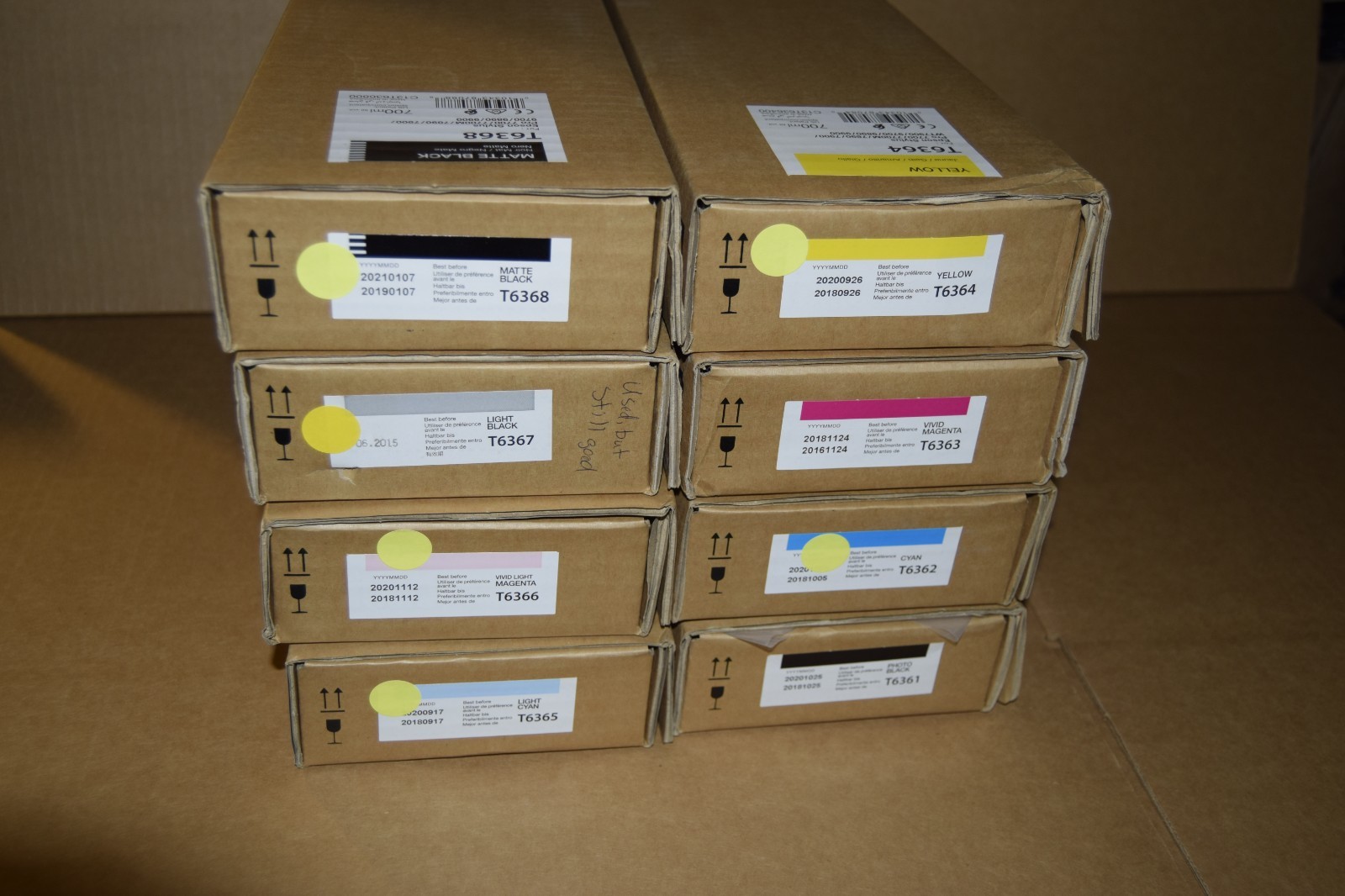 New Lot of 8 Epson Stylus Pro 7900 9900 Ink 700ml T636 OEM 2015-2021 C M Y G B