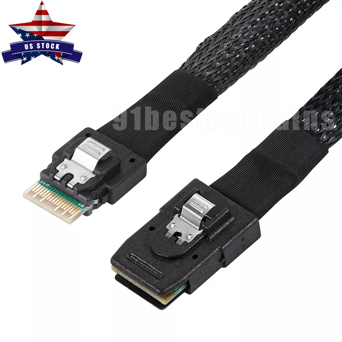 Slimline Cablecy Slim SAS 4.0 SFF-8654 8i 74pin to Dual SFF-8087 SAS Cable 050cm