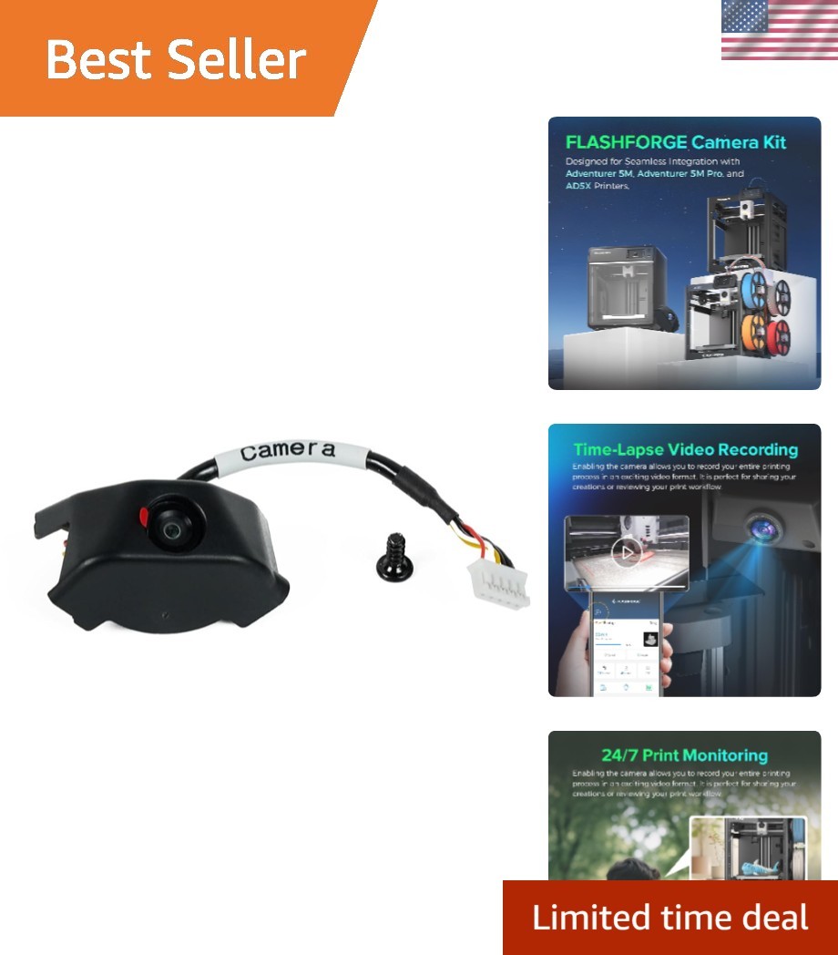 Camera Kit for Adventurer 5M/Pro/AD5X 3D Printer, Real-time and Remote Monito...