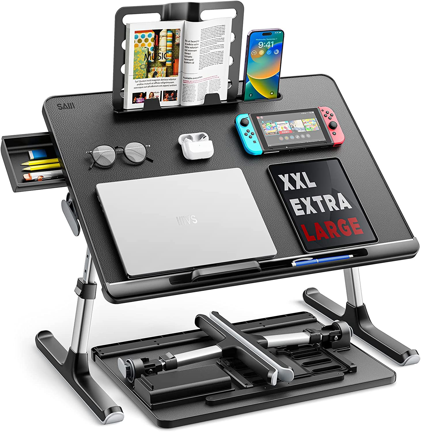 Laptop Bed Tray Desk  X-Large Adjustable Laptop Table Foldable Laptop Desk wi...