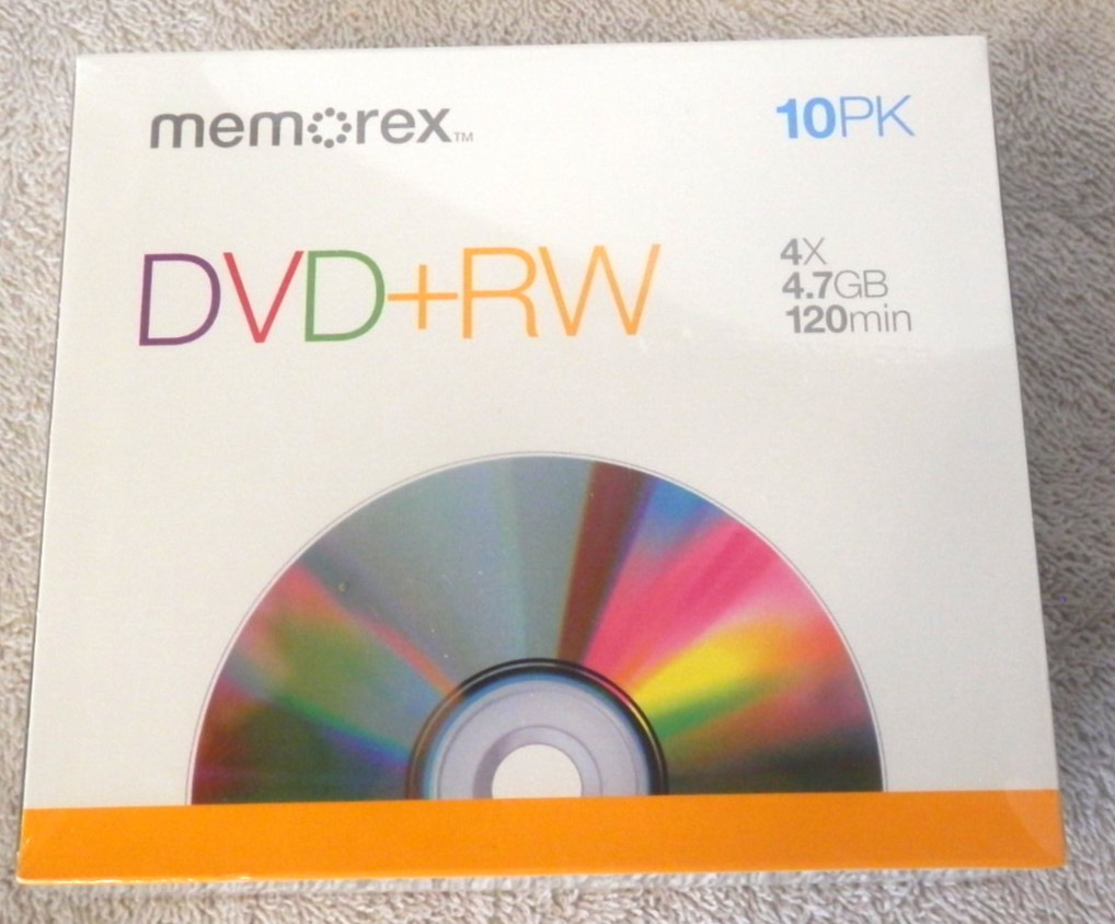 Brand New/Still Sealed 10 pk Memorex DVD+RW 4X 4.7 GB 120 min DVDs
