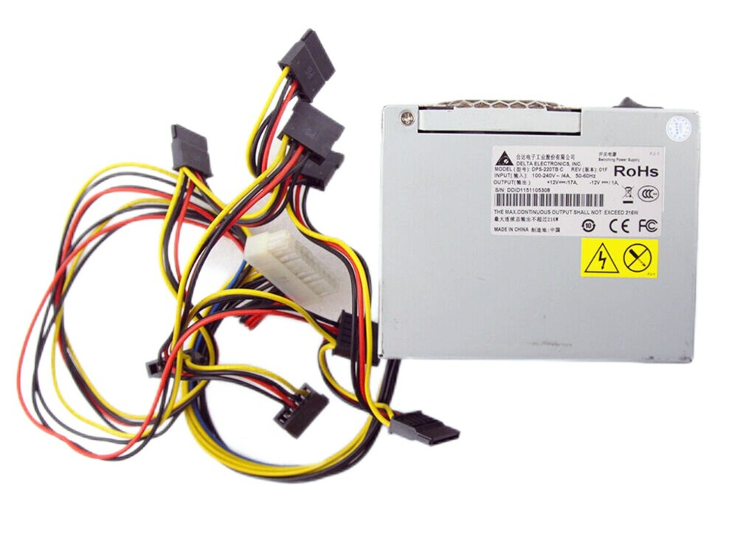 For Delta DPS-220TB A B C DVR Power Supply PUD220M 12V 17A 216W 20pin 8SATA[M8a]