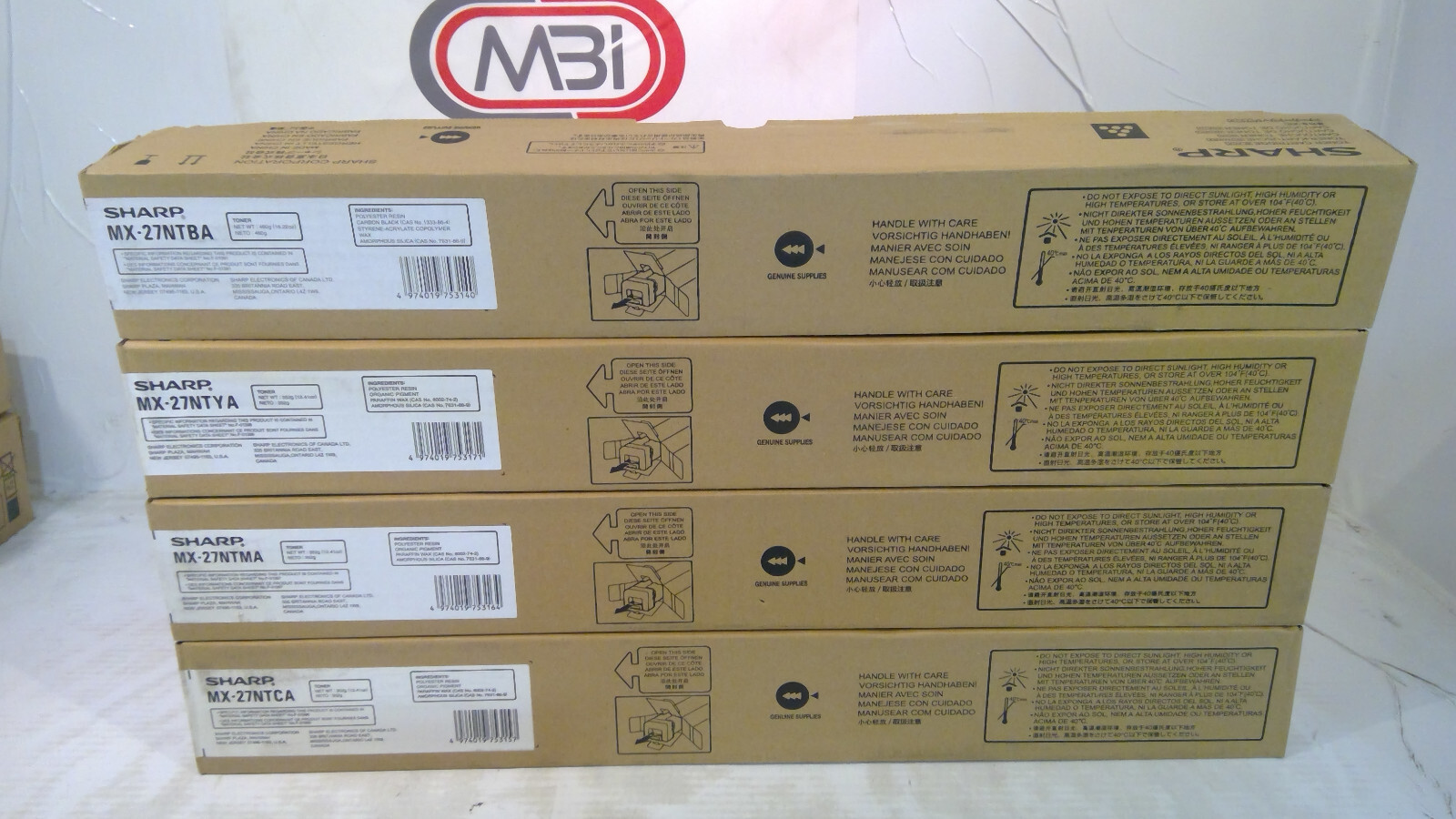 Genuine SHARP MX-2600N/MX-5001N*SET OF 4* B,Y,M,C Toner MX-27NTBA,YA,MA,CA