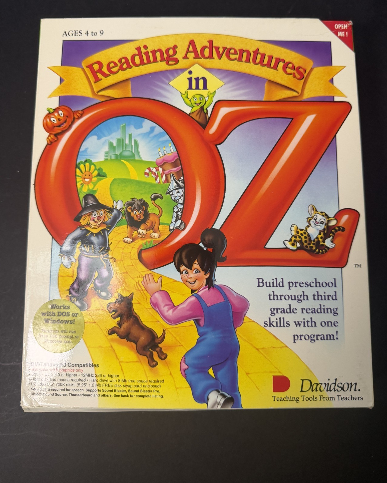 Vintage READING ADVENTURES in OZ Game OPEN BOX Wizard of Big Box 3.5 Floppy PC