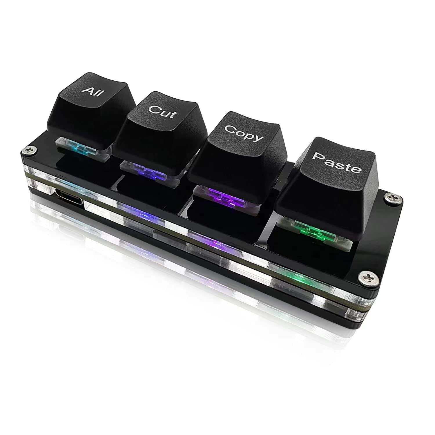 Mini 4-Key Select-All Cut Copy Paste Macro Pad Ctrl A X C V Shortcut One Hand...