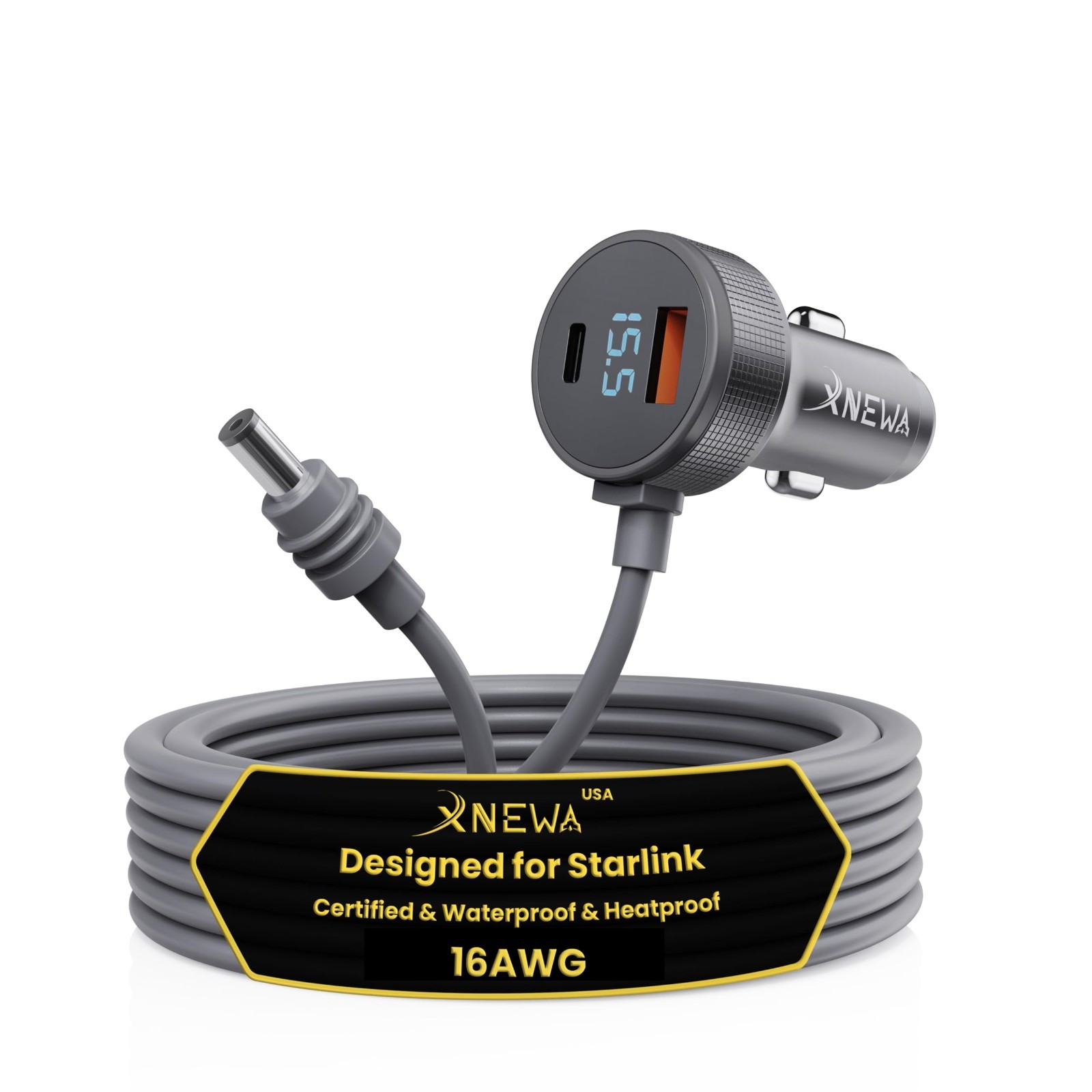 3M/10FT Mini Car Adapter & 3-in-1 Power Cable for Starlink Satellite Internet