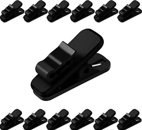 Clips para Auriculares 12 Piezas Sujeta Cable de 2 5cm para Ropa Color Negro